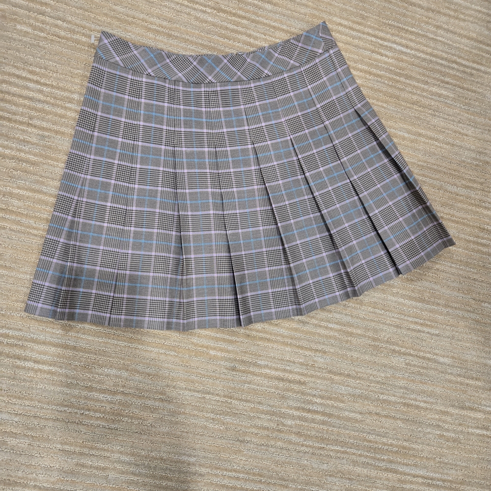 Sunday Best Plaid Mini Skirt - Gray and Blue